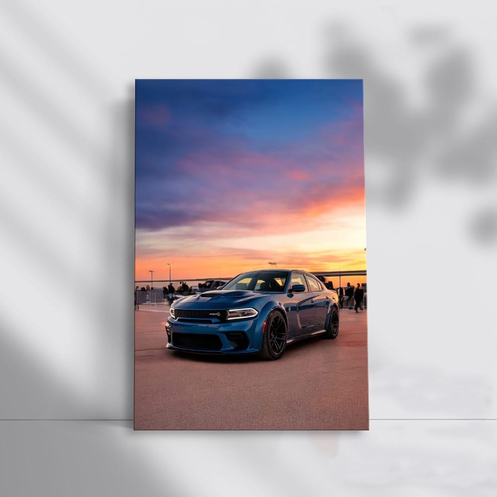 Dodge in Blue at Sunse - Sleek and Bold