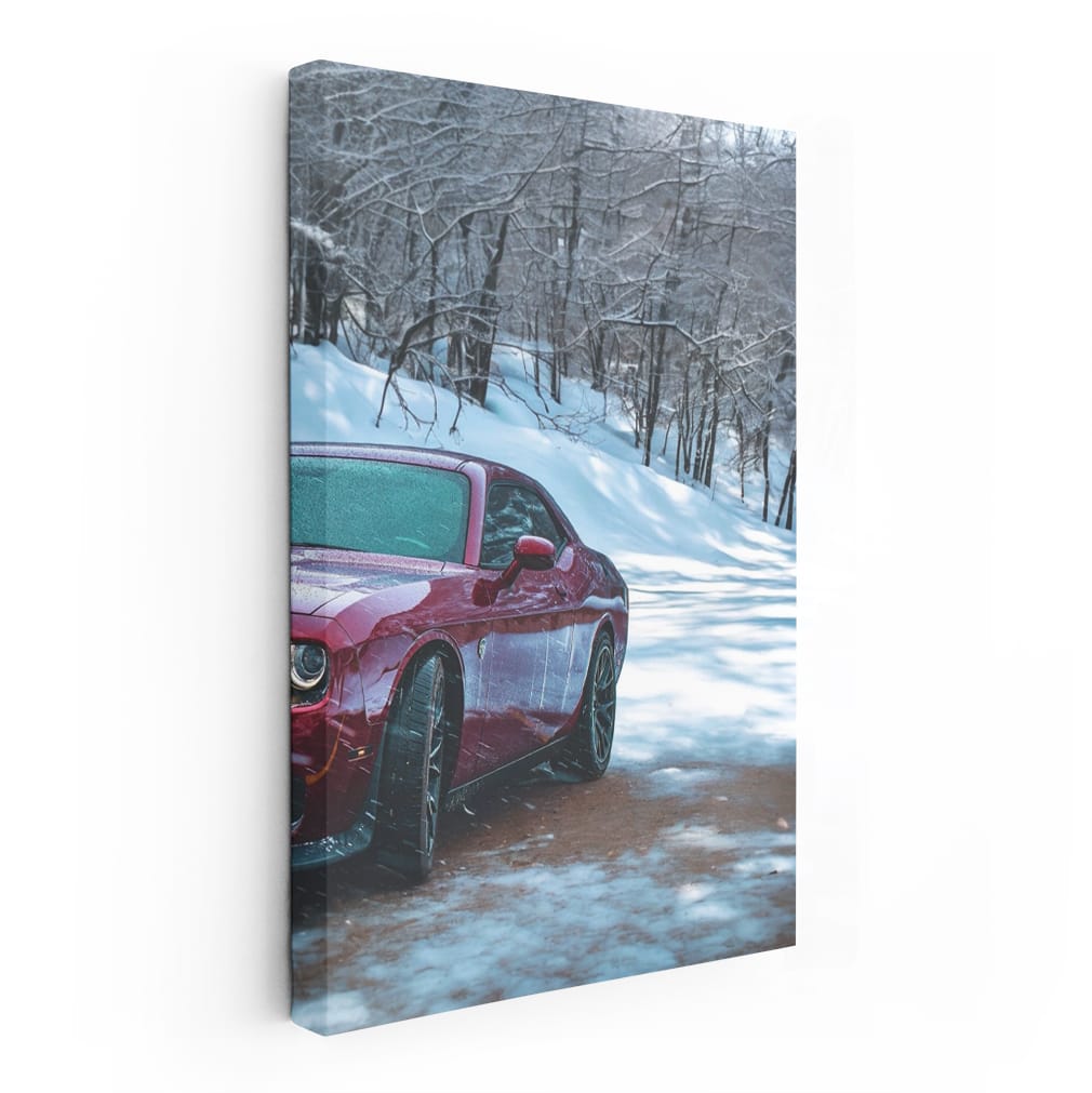 Red Dodge in Snowy Weather - Bold and Adventurous Ride