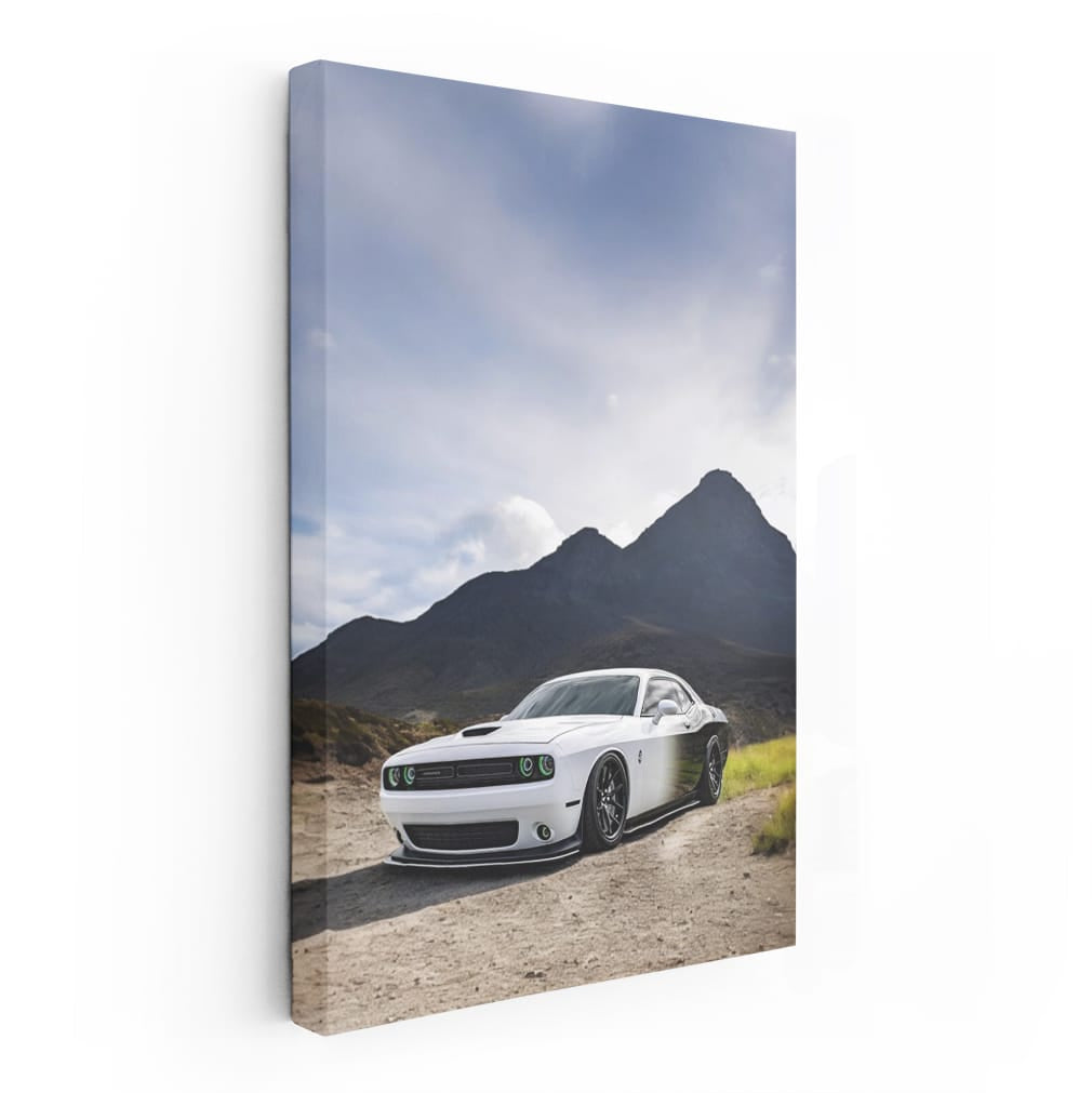 White Dodge in Mountainous Terrain - Rugged Adventure