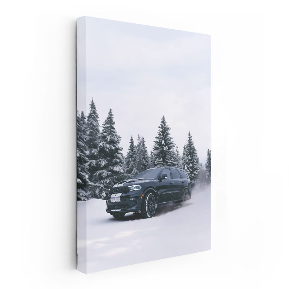 Dodge Black Durango in Snow - Rugged and Ready for Adventure