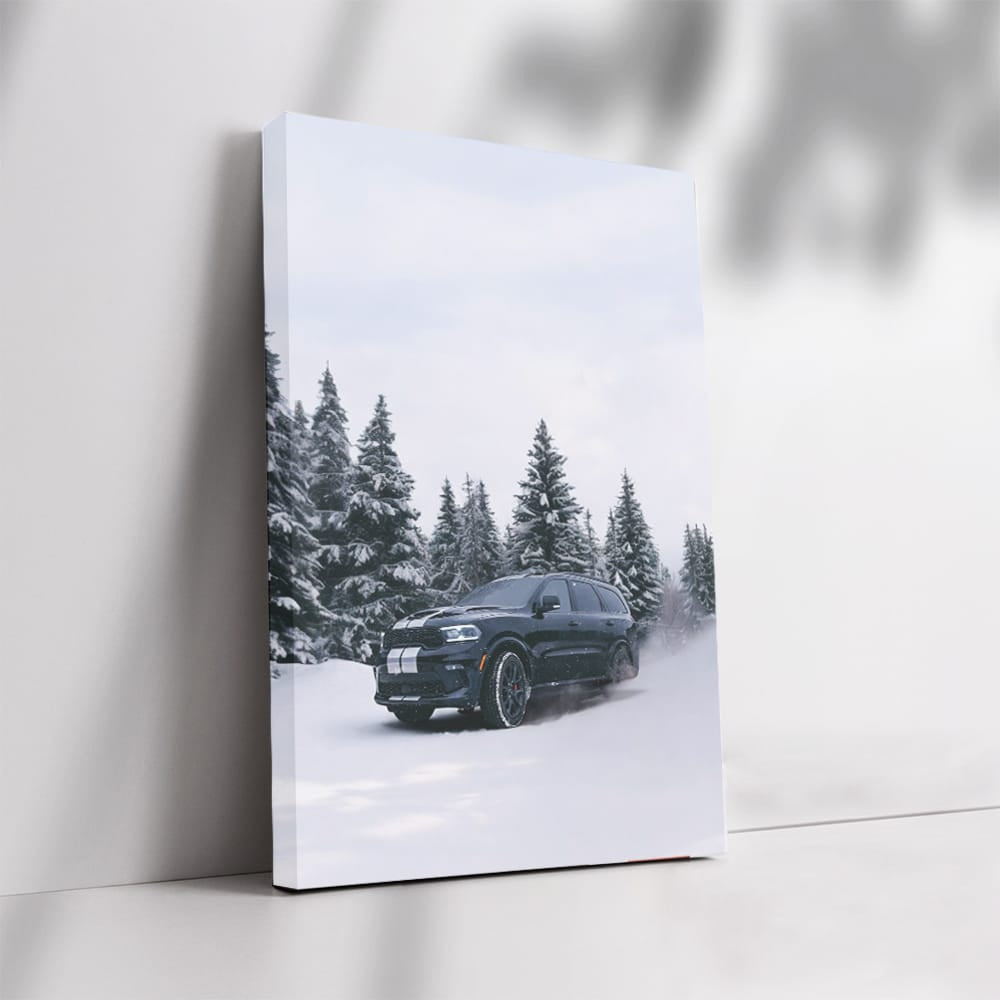 Dodge Black Durango in Snow - Rugged and Ready for Adventure