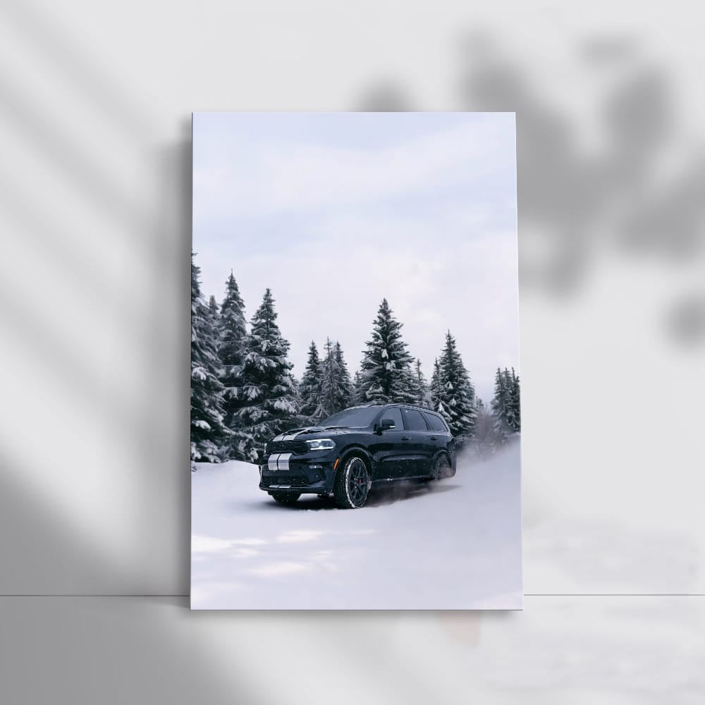 Dodge Black Durango in Snow - Rugged and Ready for Adventure