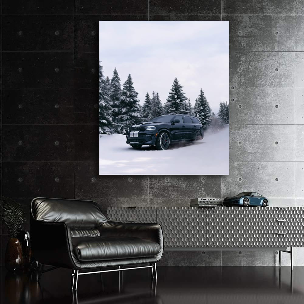 Dodge Black Durango in Snow - Rugged and Ready for Adventure