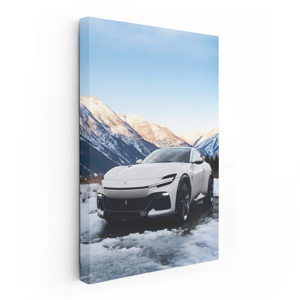 Ferrari Purosangue Amidst Snowy Peaks - Elegance in Motion