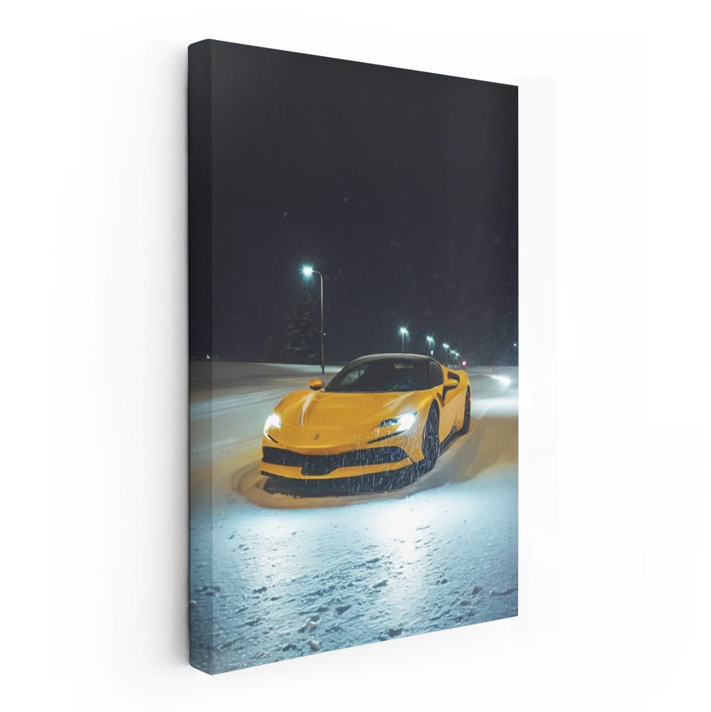 Ferrari in Snowy Night - Elegance Meets Power