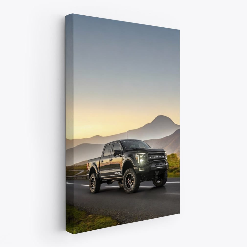 Ford F-Series on Scenic Country Road, Mountains Behind - Rugged Power