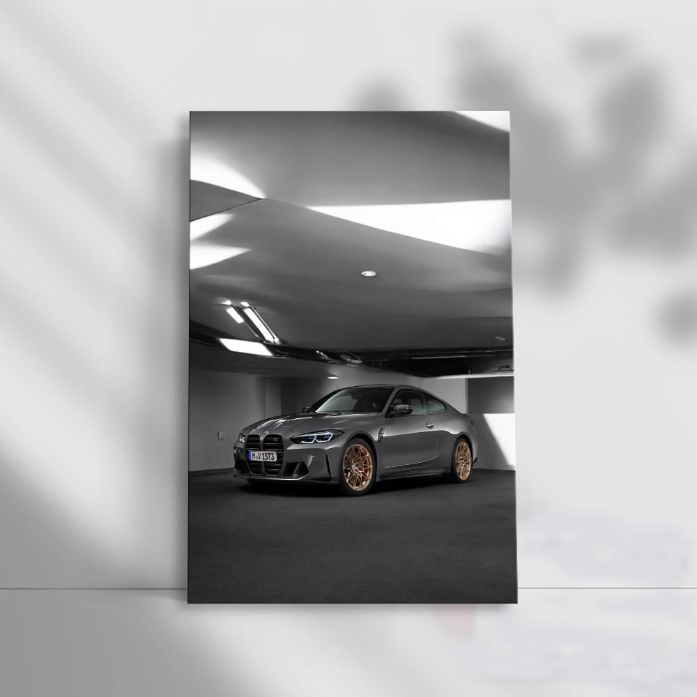 Elegant Grey BMW M4 with Gold Rims - Symphony of Style