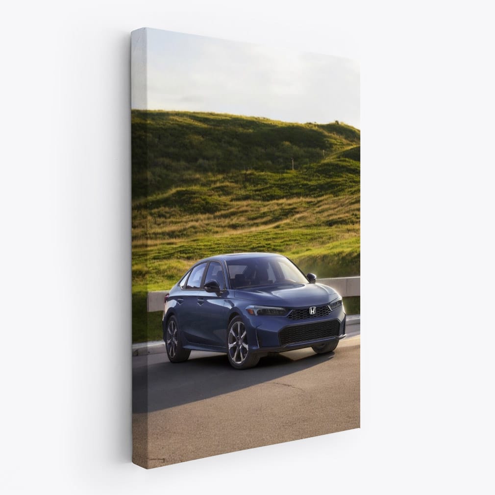 2025 Honda Civic Parked by Grassy Hillside - Sleek and Modern