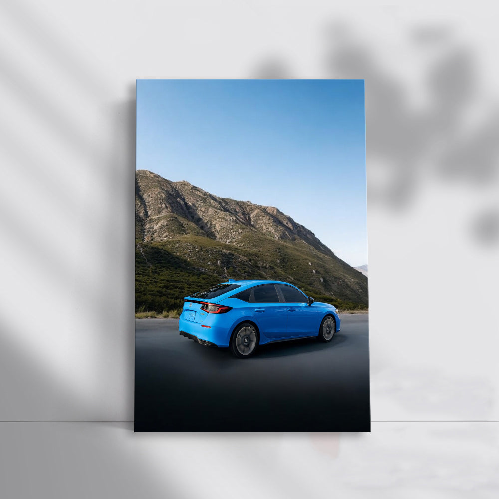 Blue Honda Civic in Mountains - Sporty and Stylish Ride