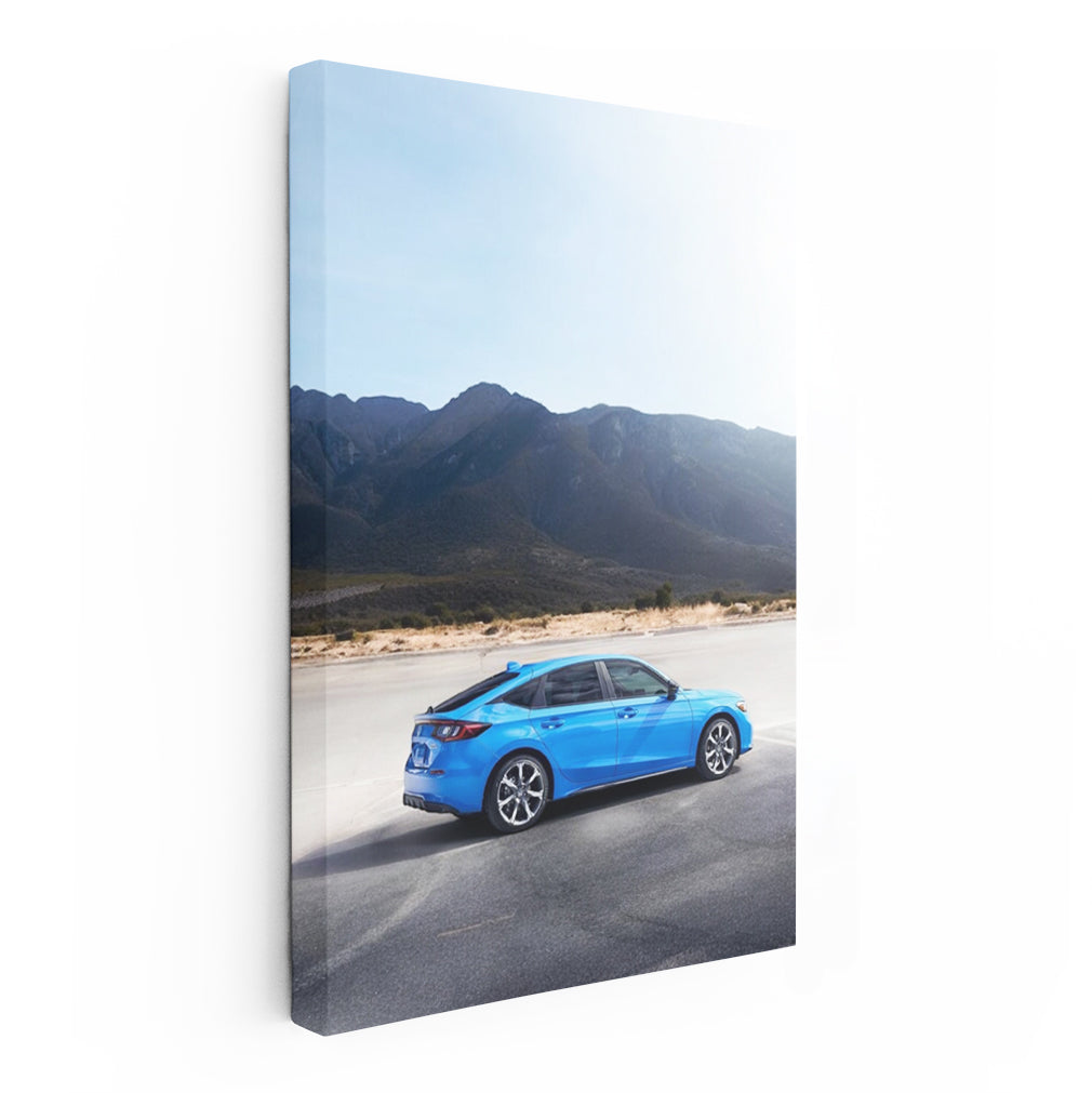 Blue Honda Civic in Scenic Mountains - Stylish and Reliable