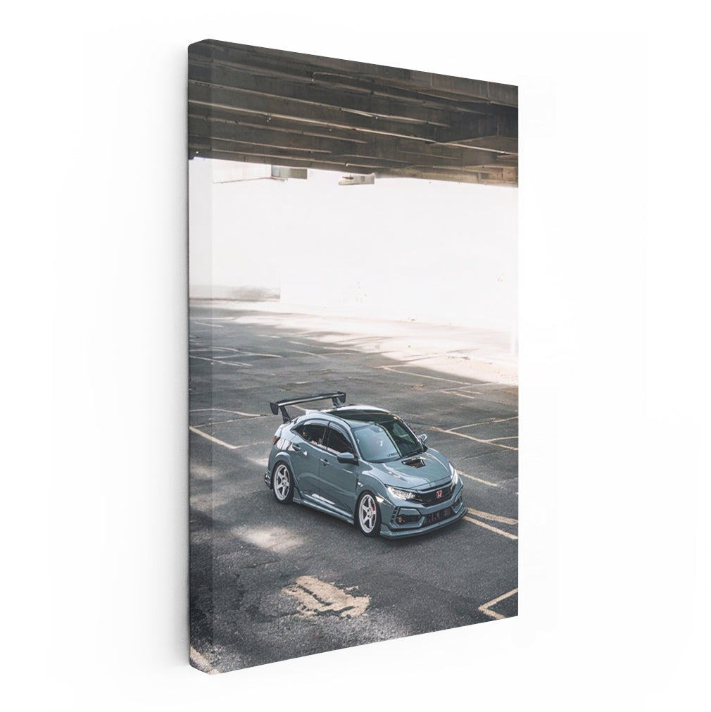 Gray Honda Civic in Parking - Compact Elegance in Motion