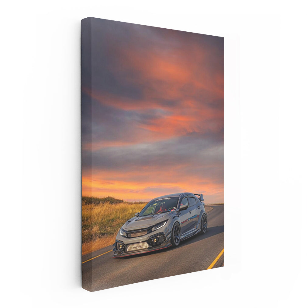Honda Civic in Grey at Sunset - Sleek and Stylish