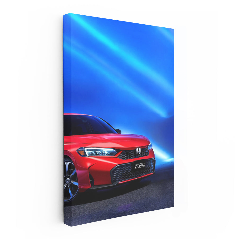 Honda Civic in Red Neon - Sleek and Sporty Ride