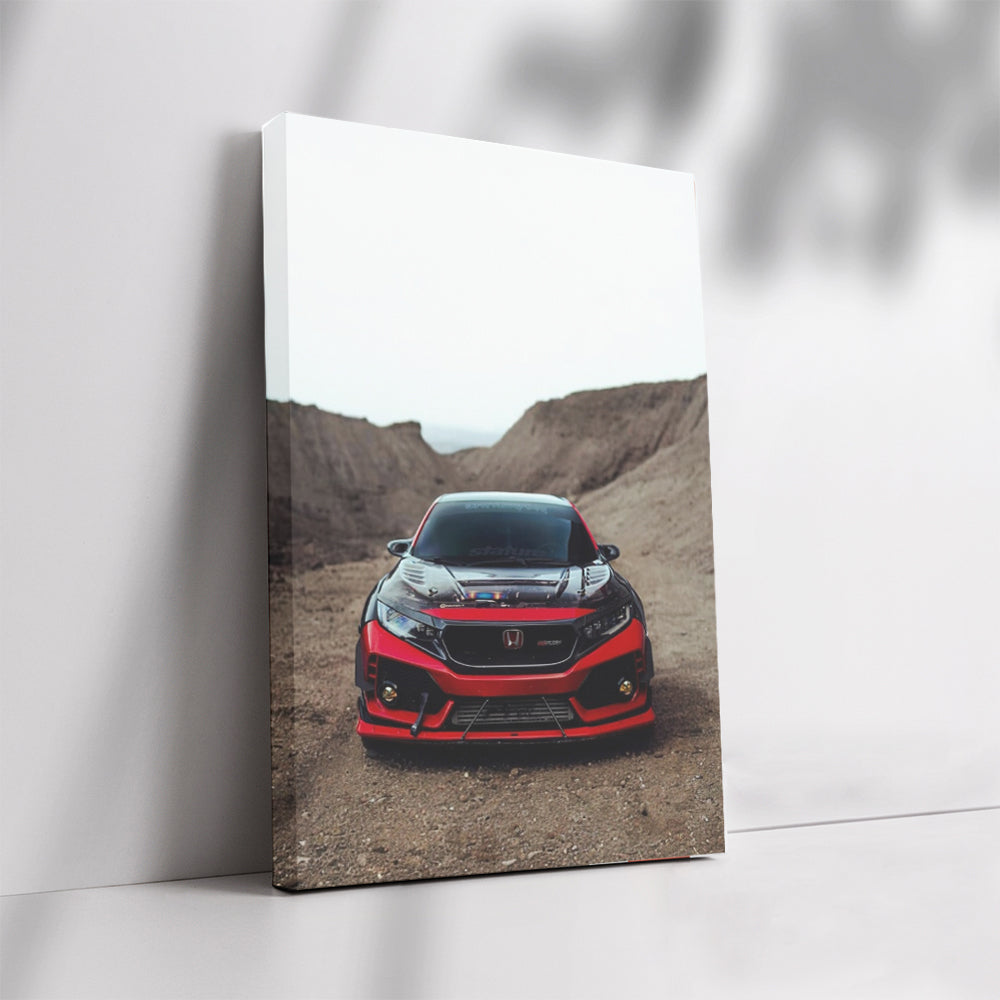 Red Honda Civic Adventure in Mountains - Sporty Elegance