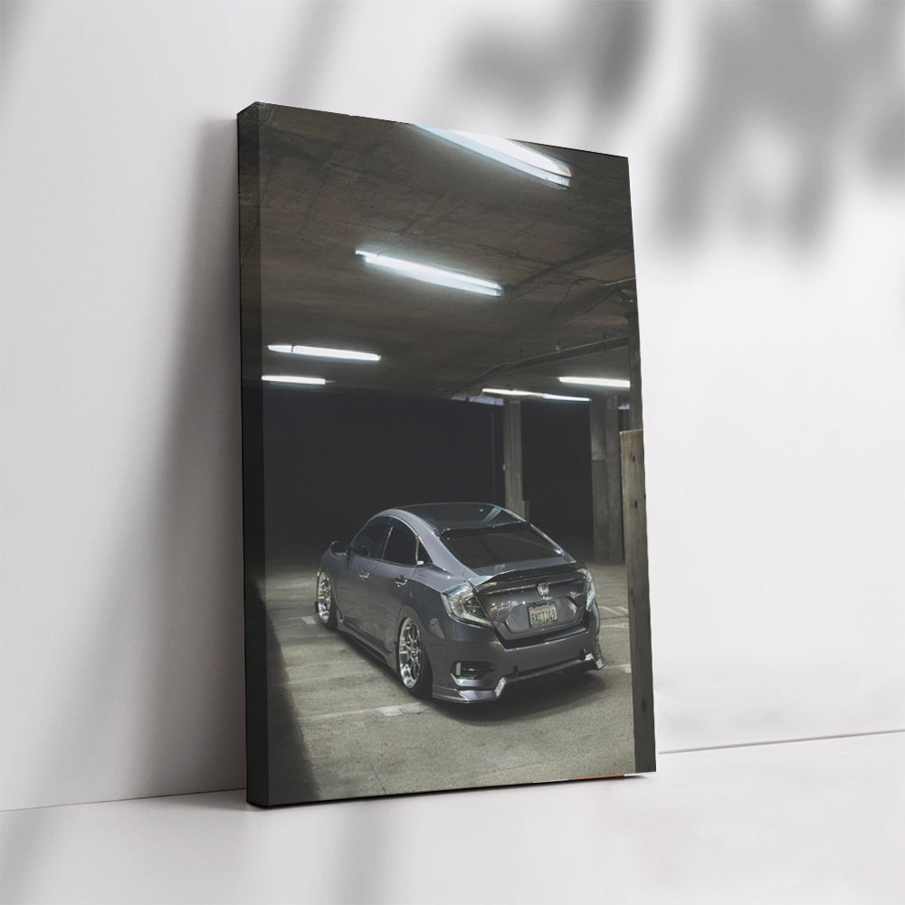 Silver Honda Civic in Parking Lot - Sleek and Stylish