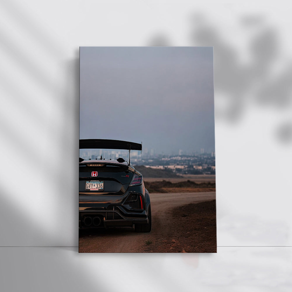 Black Honda Civic at Sunset in City - Sleek Urban Elegance