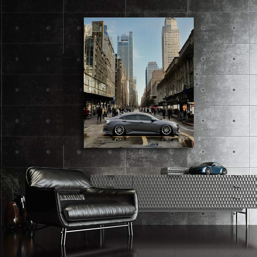 Grey Honda Civic Urban Drive - Sleek and Stylish