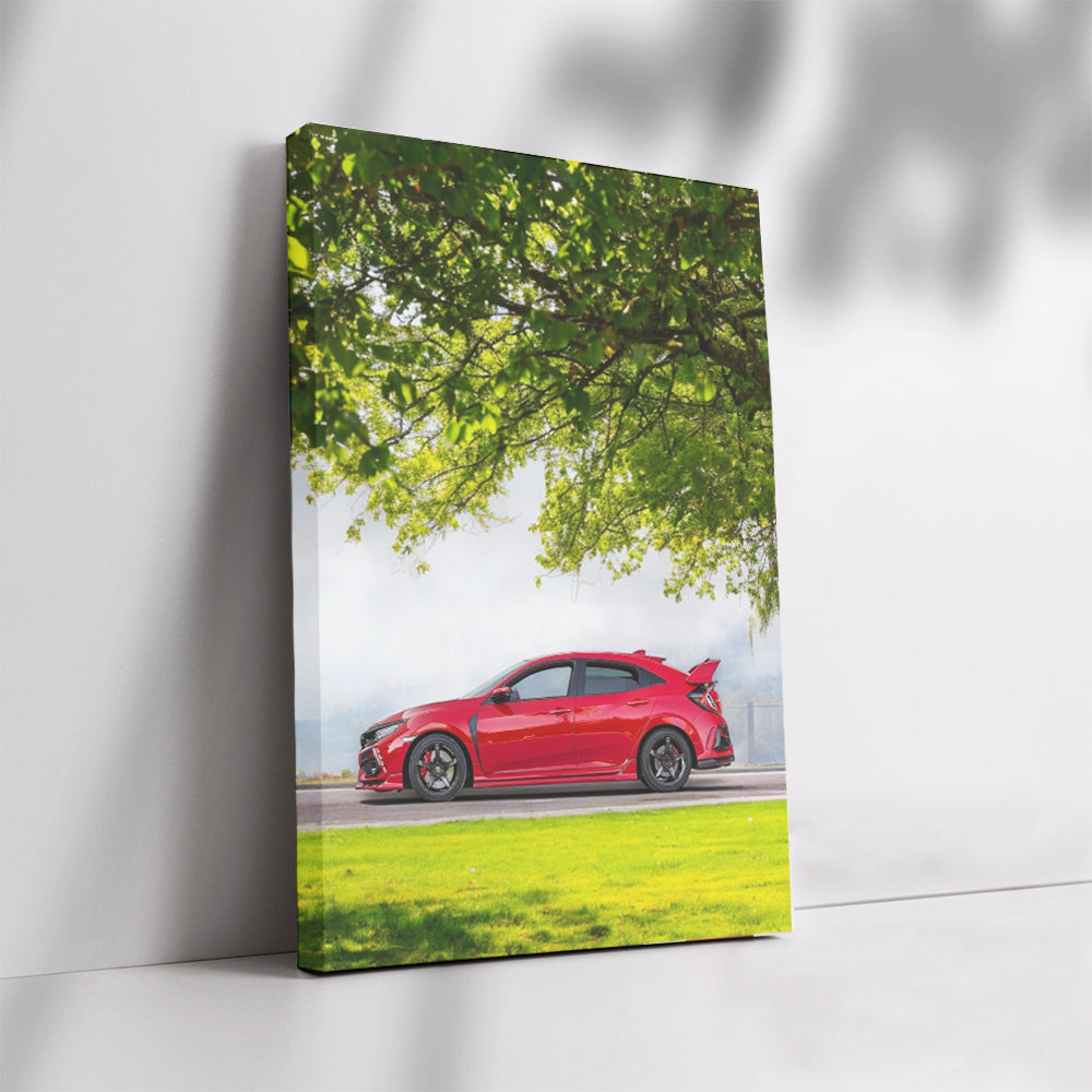 Red Honda Civic Roaming Freely in Nature - Timeless Classic