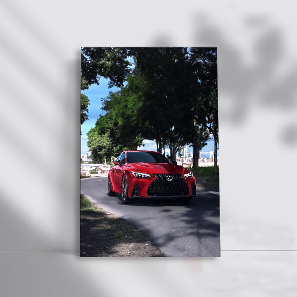 Lexus in Crimson on Road - Sleek and Powerful Drive