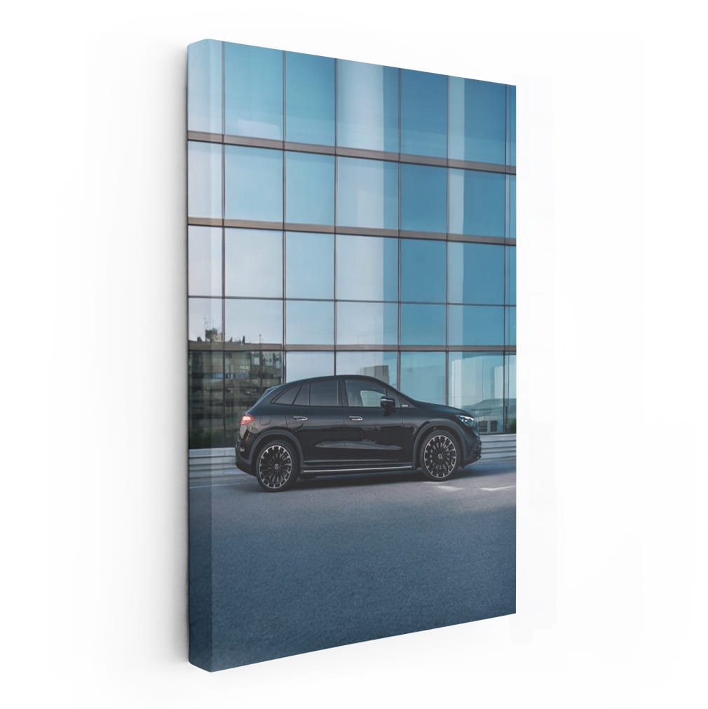 Mercedes in Front of Glass Skyscraper - Elegance in Motion