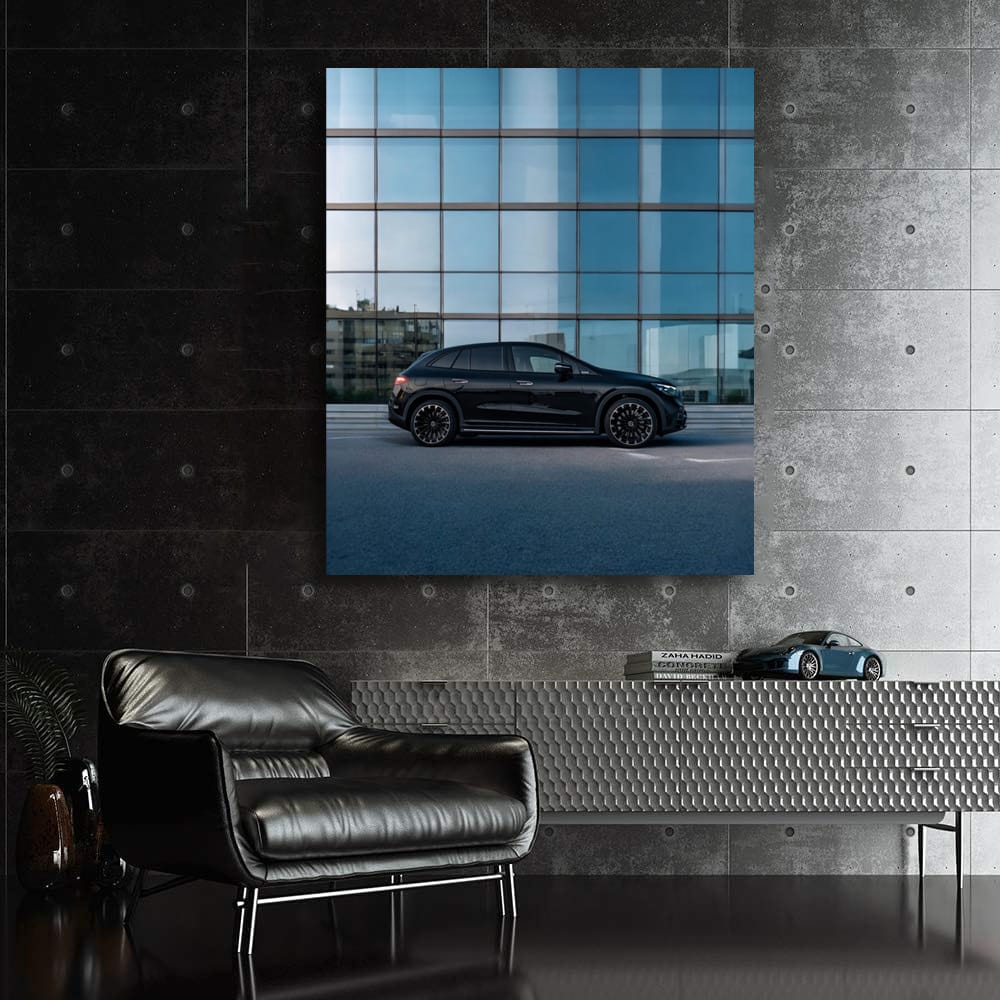Mercedes in Front of Glass Skyscraper - Elegance in Motion