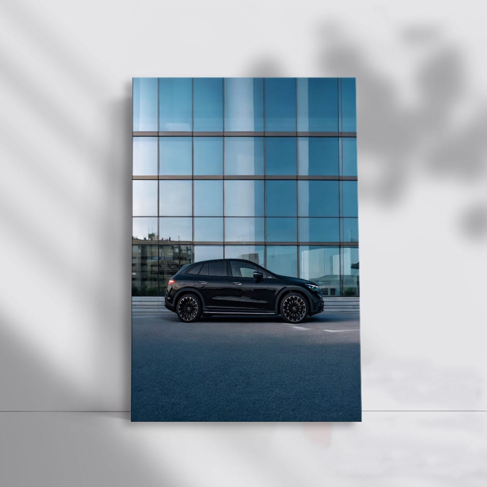 Mercedes in Front of Glass Skyscraper - Elegance in Motion