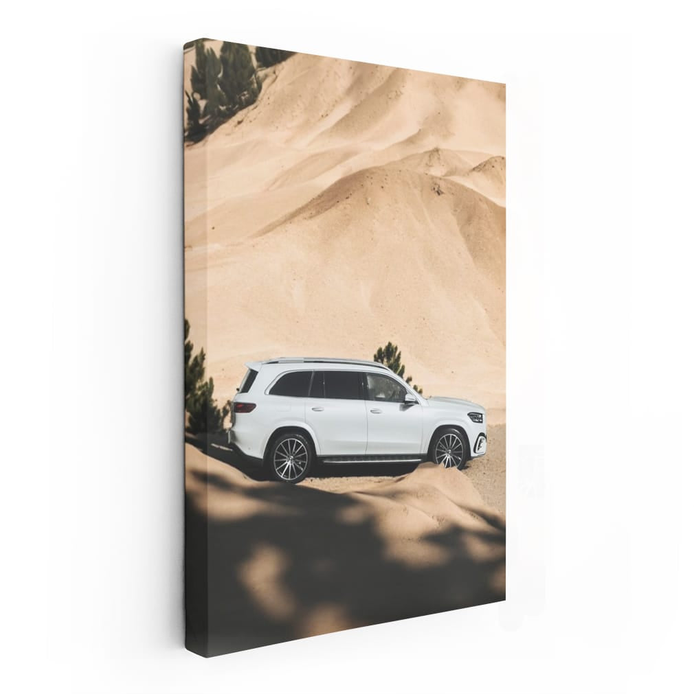 White Mercedes GLS in Desert - Elegance in Motion