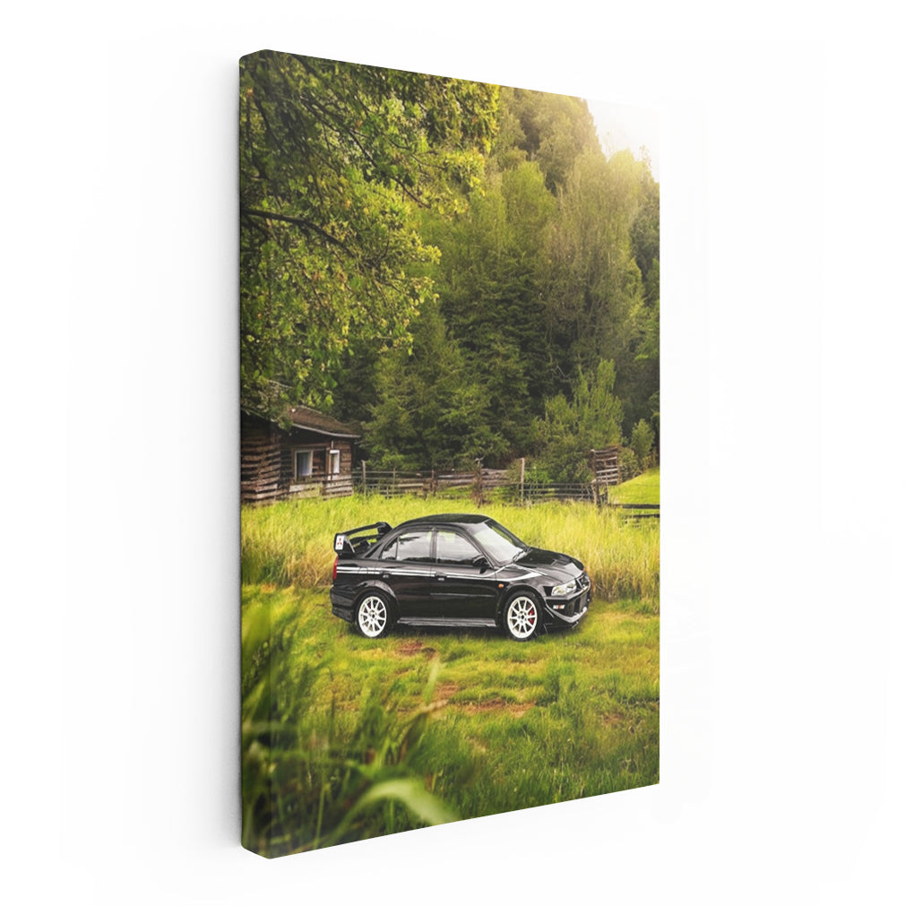 Black Mitsubishi Lancer Parked in Village - Stylish and Bold