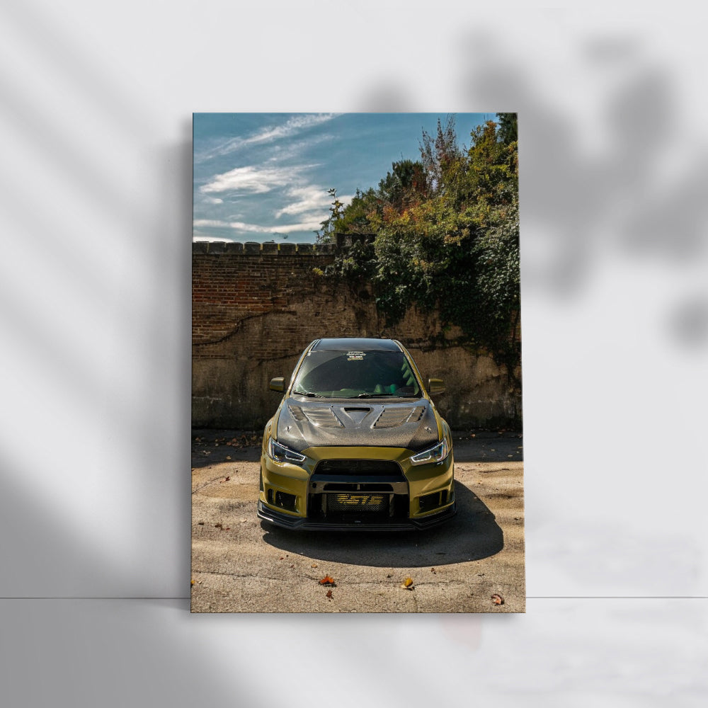 Green Mitsubishi Lancer in Mountain Landscape - Sporty and Stylish
