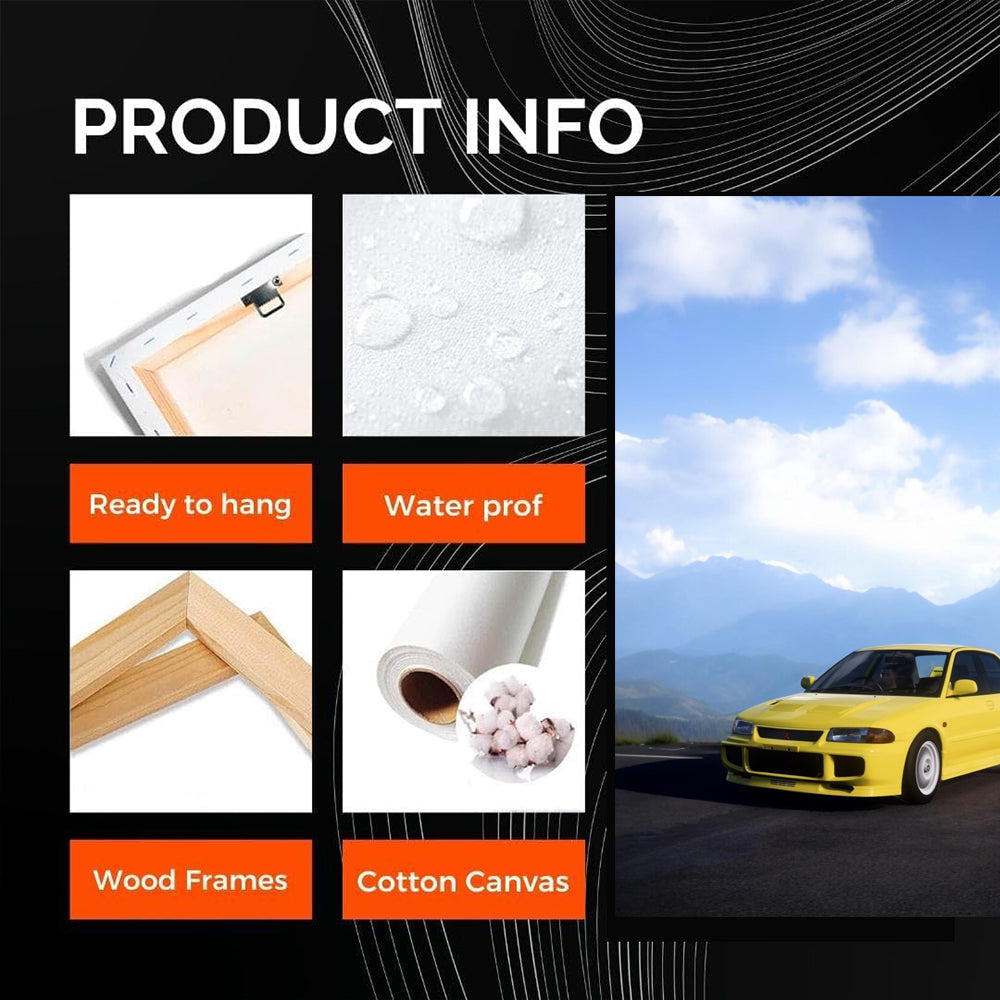Yellow Mitsubishi Lancer in Mountainous Terrain - Sporty Drive