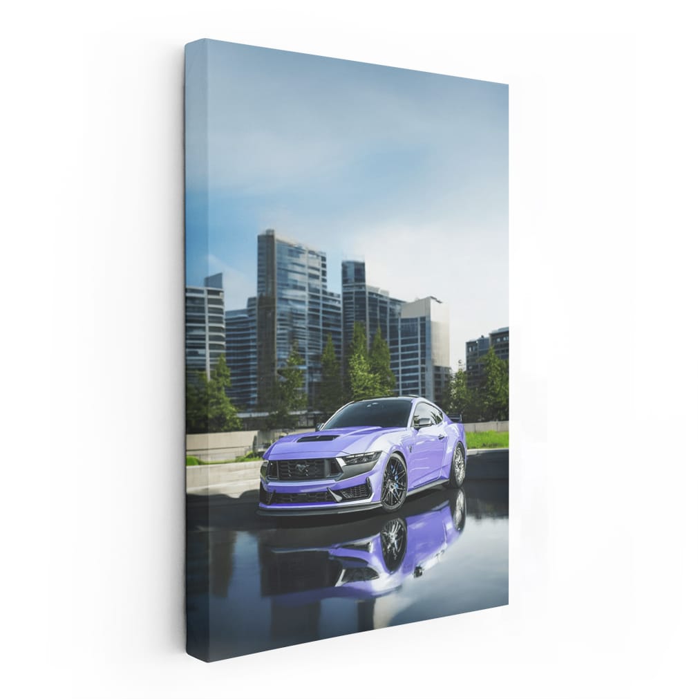 Mustang with City Skyline - Urban Power and Elegance
