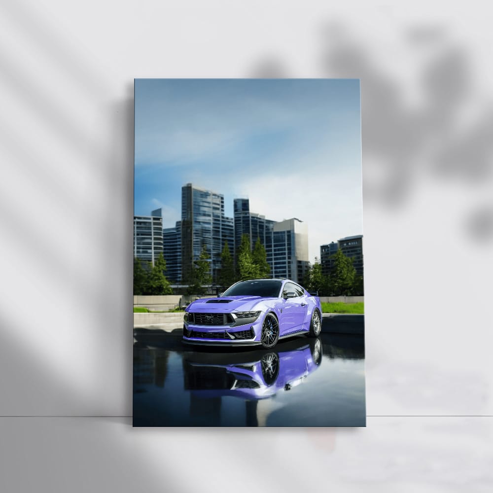 Mustang with City Skyline - Urban Power and Elegance