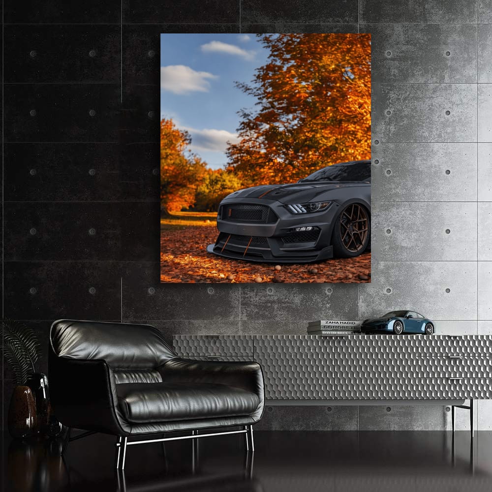 Autumn Forest Mustang - Powerful Elegance in Motion