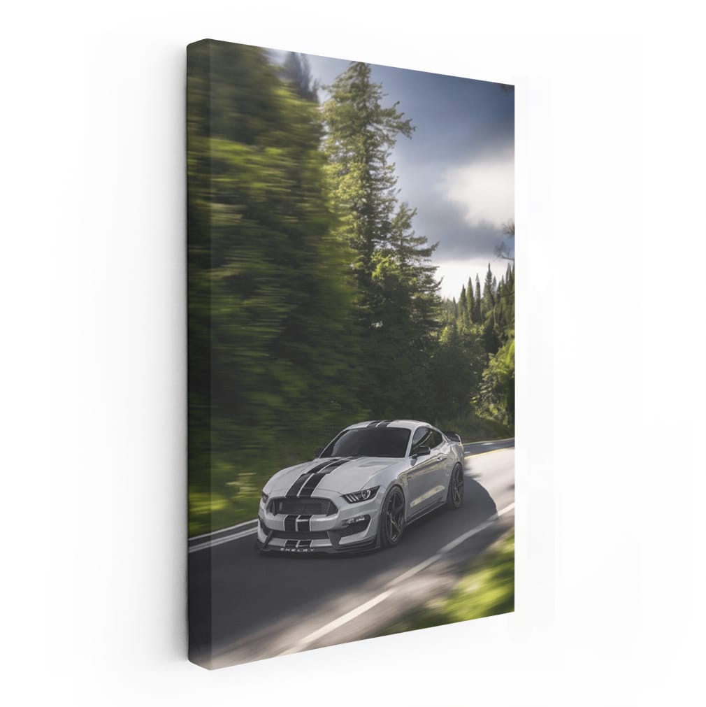 Grey Mustang Roaming Forest - Blend of Power and Grace