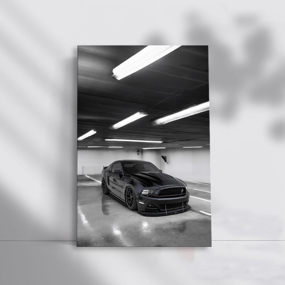 Classic Mustang in Parking Lot - Bold and Timeless Ride
