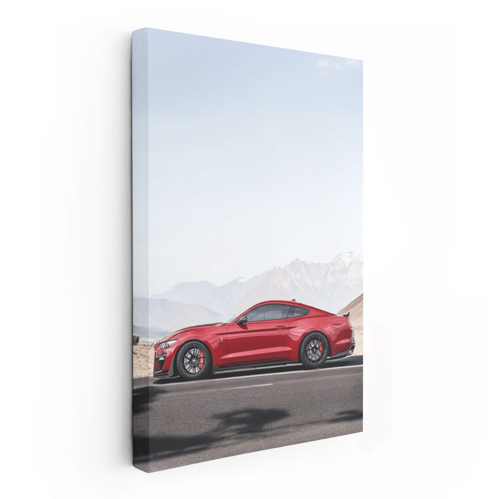 Red Mustang Cruising Mountain Roads - Classic Adventure
