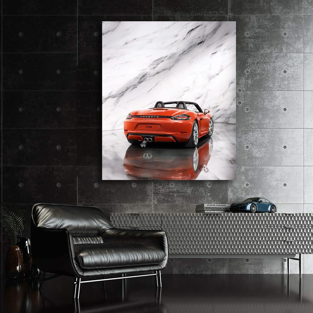 Red Porsche 718 Boxster S - Marble Finish, Sporty Elegance