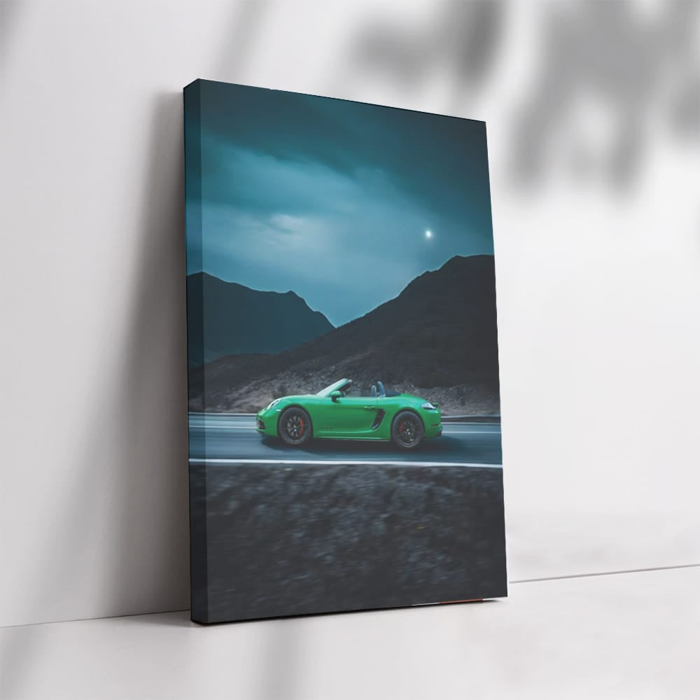 Green Porsche 718 at Dusk in Mountains - Pure Driving Thrill