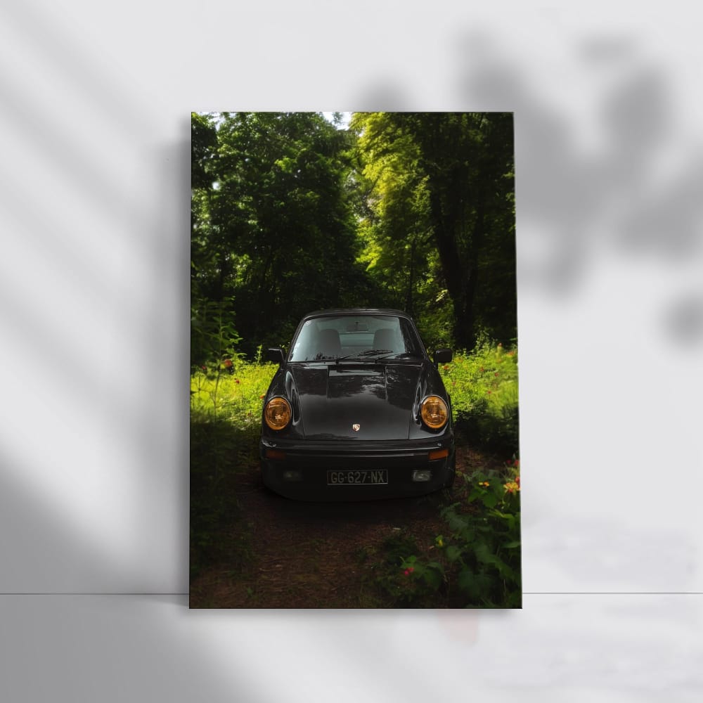 Vintage Black Porsche 911 Carrera 3.2 in Forest 1987 - Timeless Elegance