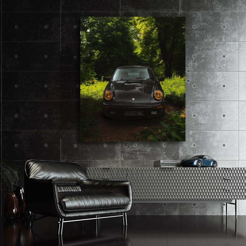 Vintage Black Porsche 911 Carrera 3.2 in Forest 1987 - Timeless Elegance