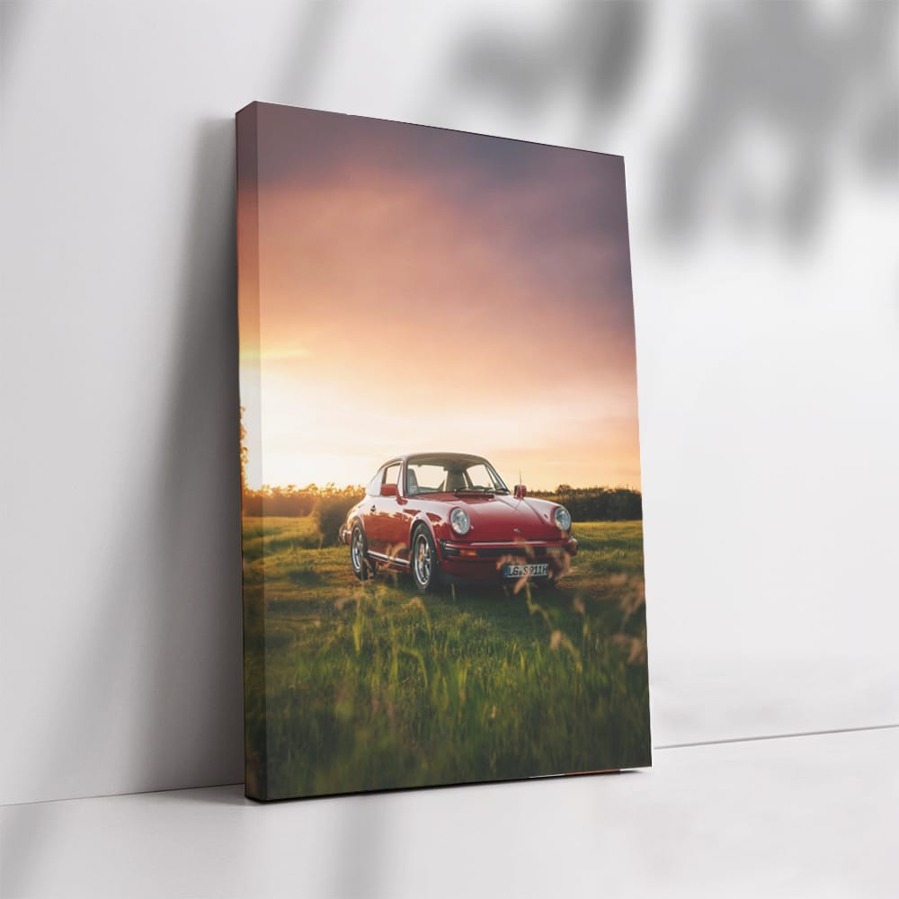 Classic Porsche 911 at Sunset in Field - Timeless Elegance