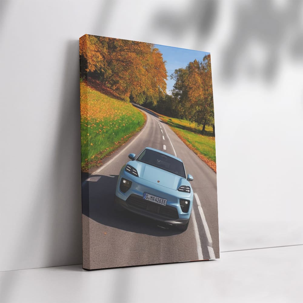 Blue Porsche Macan in Nature - Stylish Adventure SUV