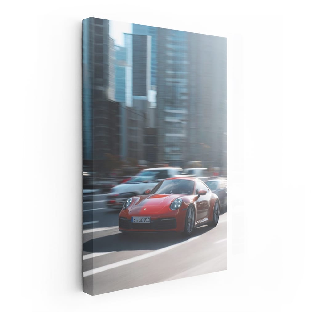 Red Porsche in Urban Setting - Elegance Meets Performance
