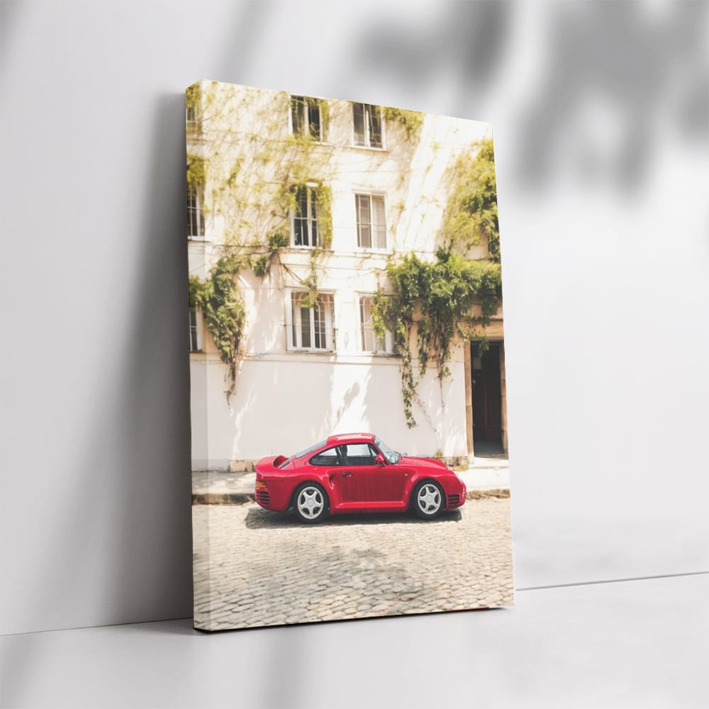 Vintage Red Porsche 959 Roaming Historic Streets - Classic Icon