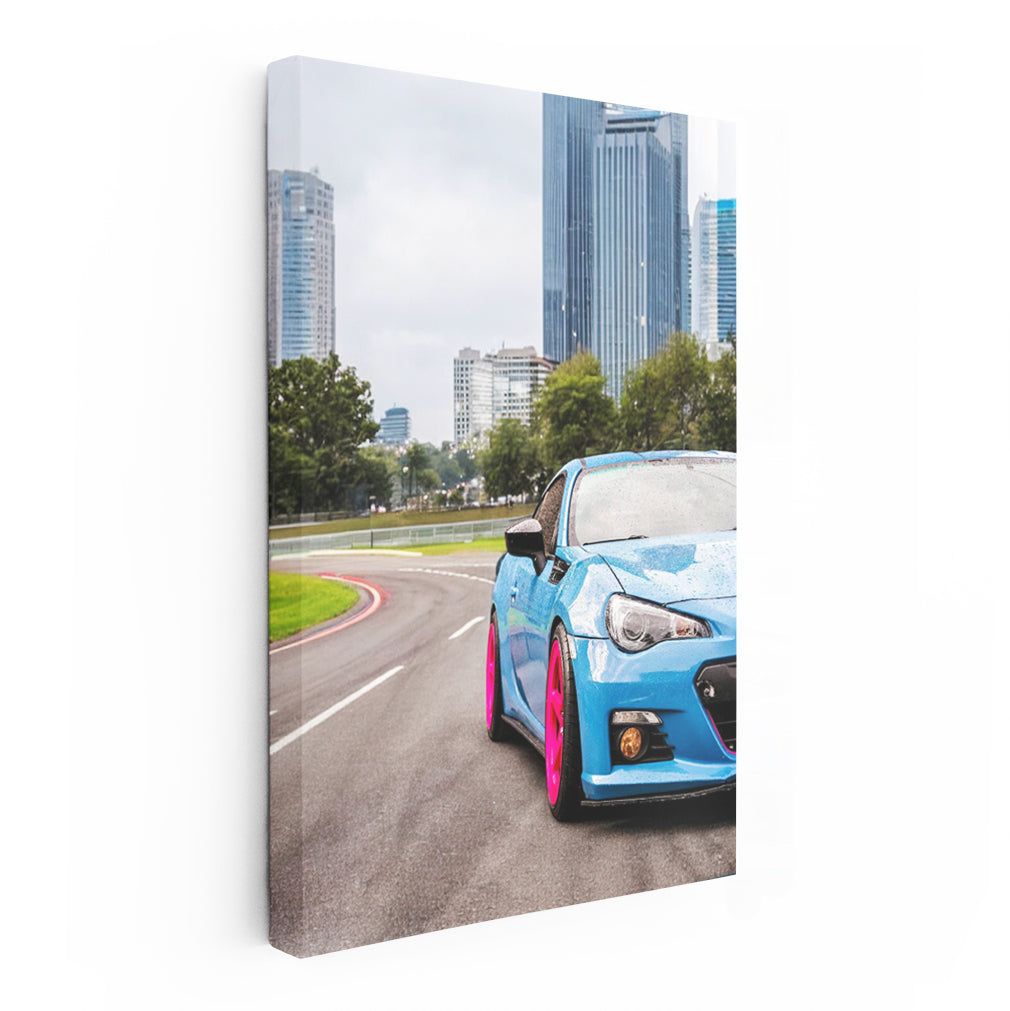 Blue Subaru BRZ Cruises City Streets - Sleek Urban Sportster