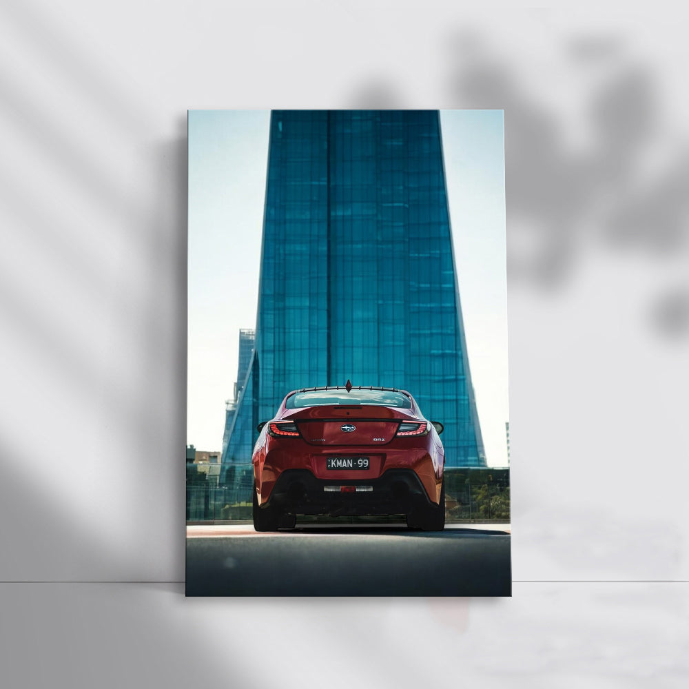 Subaru BRZ in Glass Building - Sleek and Sporty Design