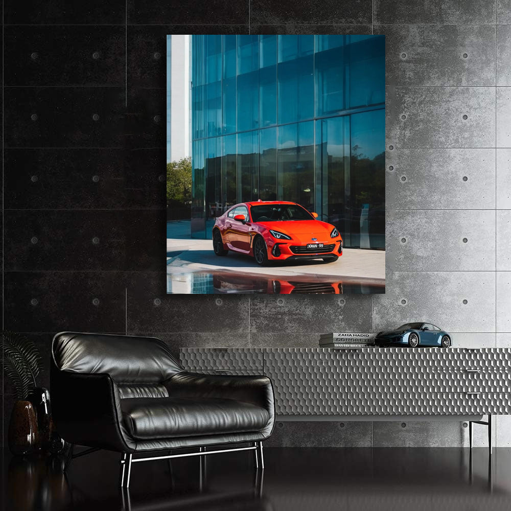 Subaru BRZ Glass Building Photo - Sleek and Sporty Design