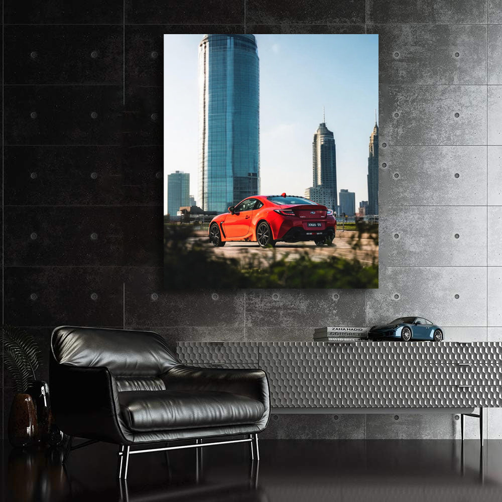 Subaru BRZ - Glass Building Backdrop - Sporty and Sleek