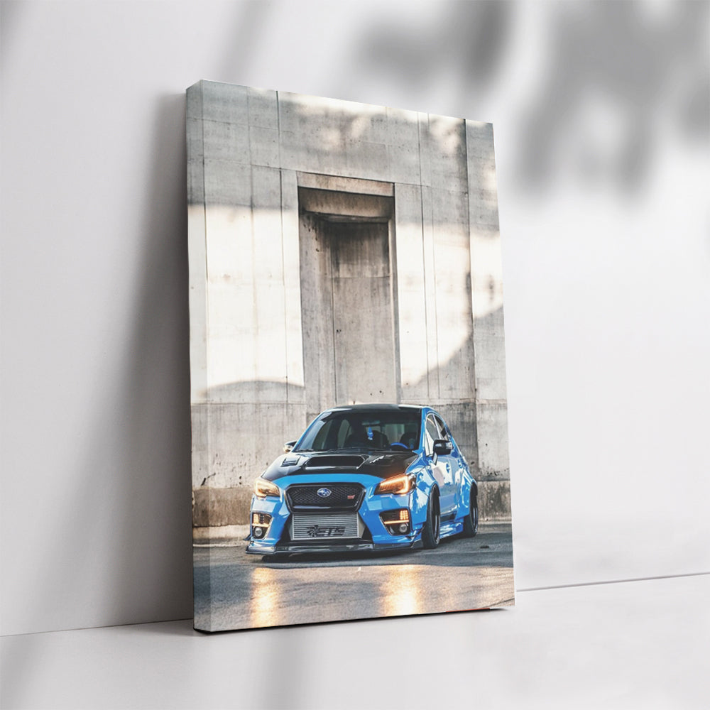 Blue Subaru WRX by Concrete Wall - Speed and Style Unleashed