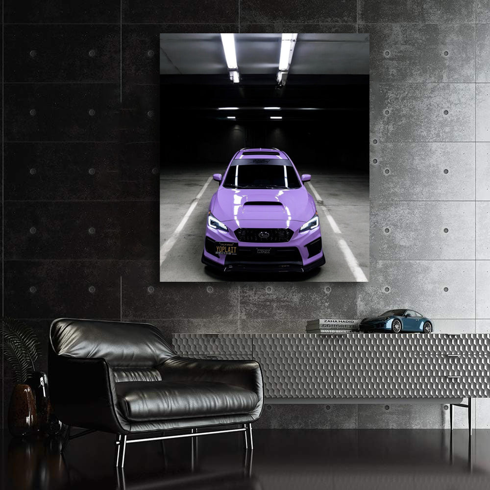 Purple Subaru WRX Stands Out in Parking Lot - Sporty Power